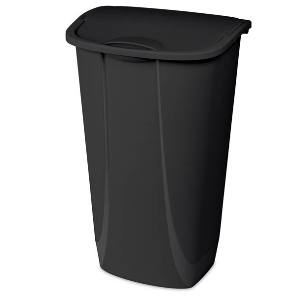Black Trash Can With Swing Cover 44 qt